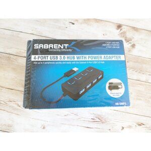 SABRENT 4 Port USB 3.0 Hub with Power Adapter New Model HB-UMP Individual LED